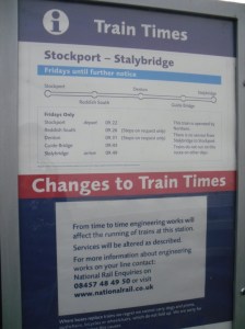 Stockport to Stalybridge timetable poster