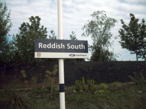 Reddish South station nameboard