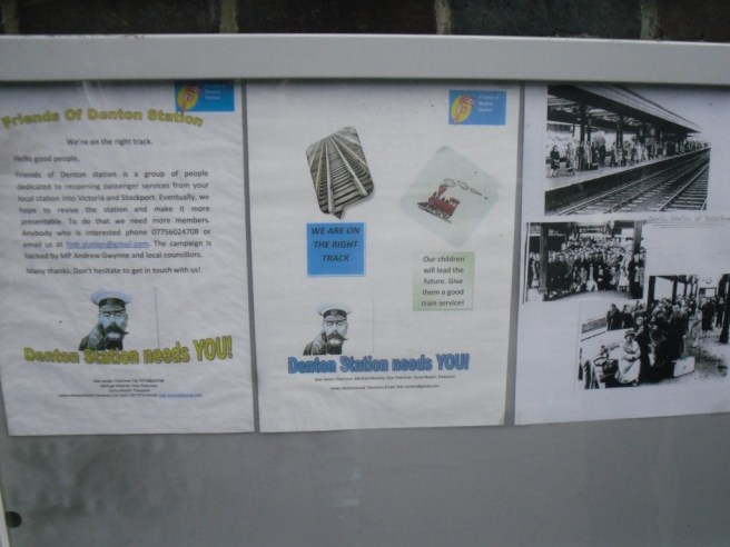 Friends of Denton Station Noticeboard Photo of the Friends of Denton Station Noticeboard, with photos showing the station in steam days