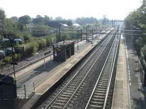 Photo of Acton Bridge station showing platforms and tracks