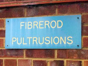 Sign reading "Fibrerod Pultrusions"