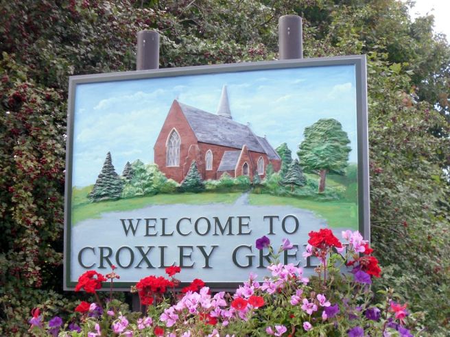 Sign welcoming visitors to Croxley Green