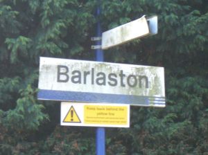 Photo of tatty station nameboard for Barlaston