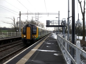 Photo of London Midland Desiro passing non-stop through Wedgwood station