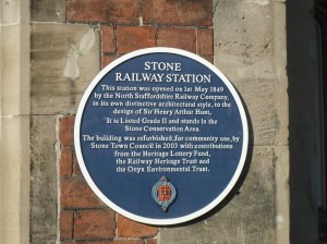 Blue Plaque at Stone Station giving the history of the building