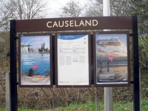 Photo of information boards at Causeland station