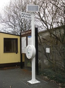 Photo of solar-powered help point at Coombe Junction Halt