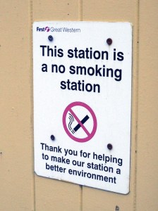 Sign at Coombe Junction: "This station is a no smoking station"