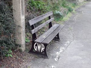 Photo of bench with GWR logo in it at Liskeard