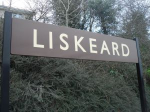 Liskeard station nameboard