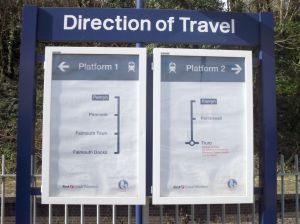 Photo of Direction of Travel Sign at Penryn Station