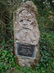 Photo of plaque at St Keyne Well - "Rebuilt by Liskeard Old Cornwall Society AD 1936"
