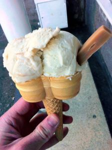 Photo of Double Cone Ice Cream with fudge stick