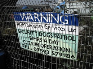 Angel Road security sign