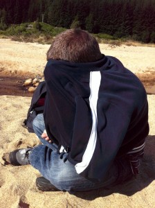 Ian wrapped up like a maiden aunt