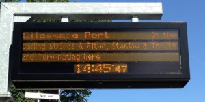 Helsby Customer Information System showing Ellesmere Port train