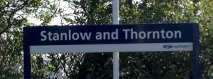 Stanlow & Thornton station nameboard