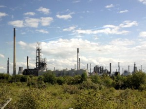 Stanlow refinery from the train